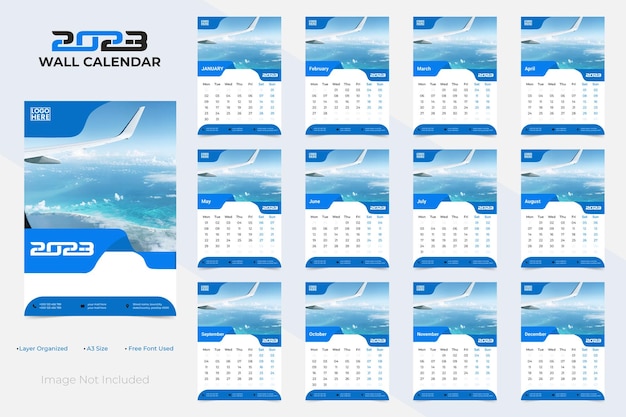 Modern and minimalist colorful 2023 desk calendar template design