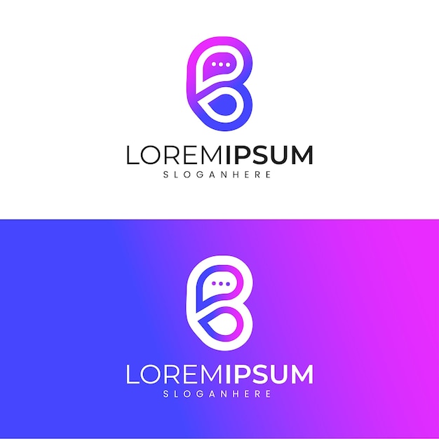 Modern Minimalist Colorful Chat Logo Design With Gradient B Letter Logo