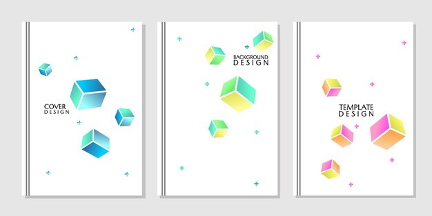 Modern and minimalist cover set white color background with 3d cube elements design for reports