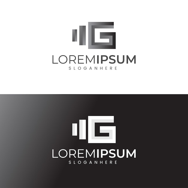 Modern minimalist creative elegant g letter gym logo design fitness logo design template