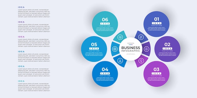 Modern minimalist elegant clean circular steps editable infographic design template vector