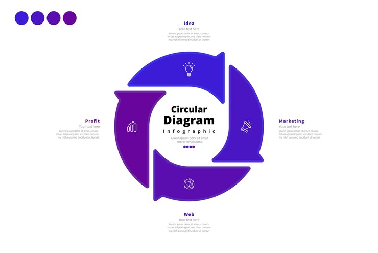 Vector modern minimalist elegant clean circular steps editable infographic design template vector