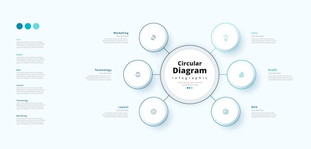 modern minimalist elegant clean circular steps editable infographic design template vector
