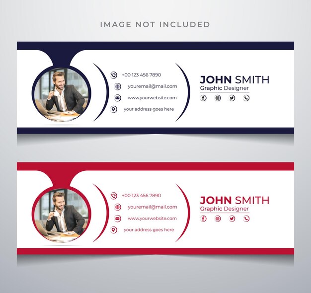 Vector modern minimalist email signature or email footer template