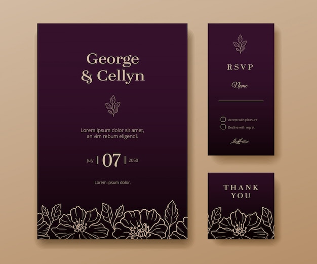 modern minimalist event and wedding invitation