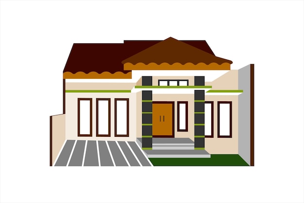Modern minimalist house illustration in full color vector model