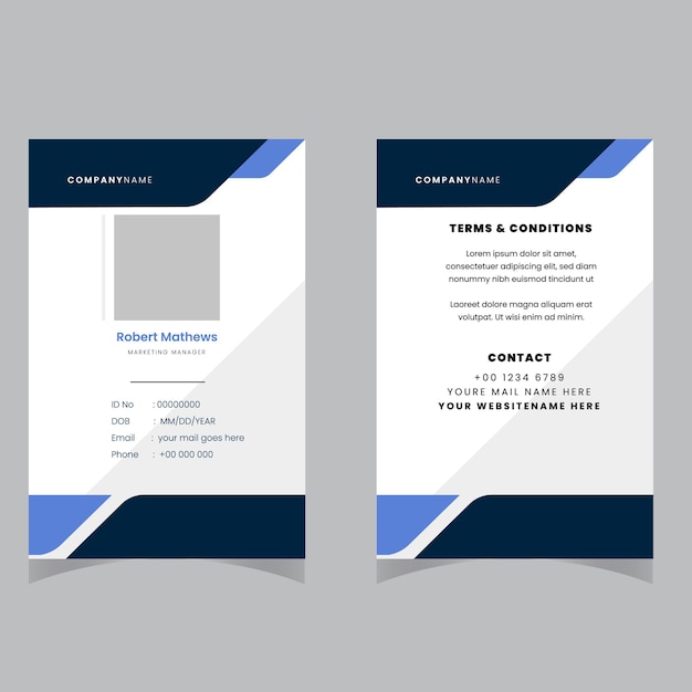 Modern and minimalist id card template Creative id card design for your company employee