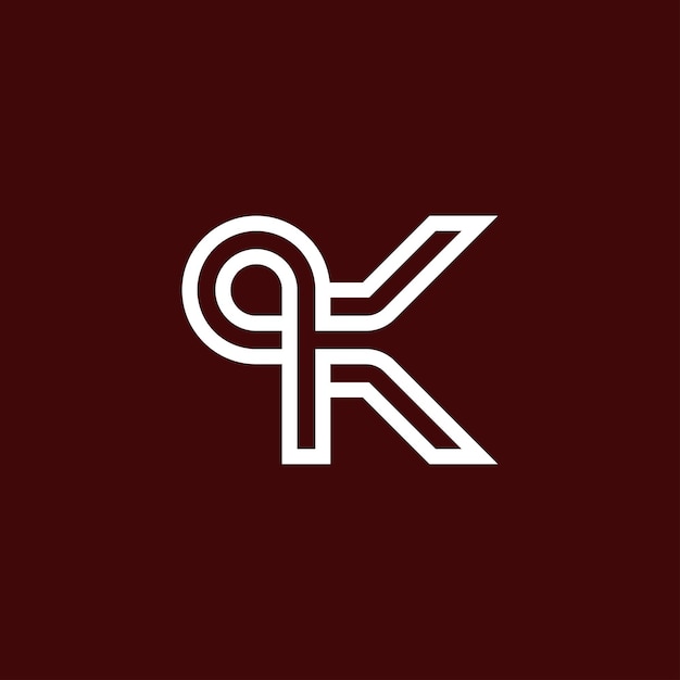 Vector modern and minimalist initial letter qk or kq monogram logo