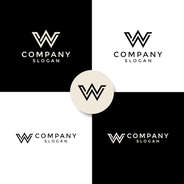 Modern and minimalist initial letter WN or NW monogram logo