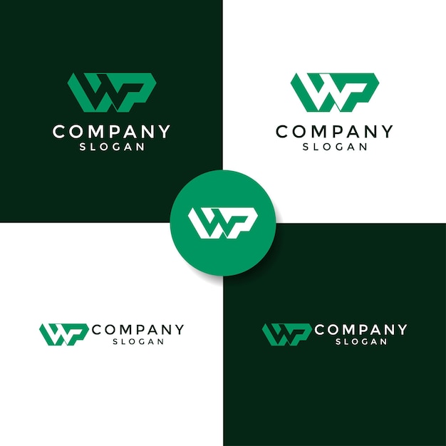 Modern and minimalist initial letter WP or PW monogram logo