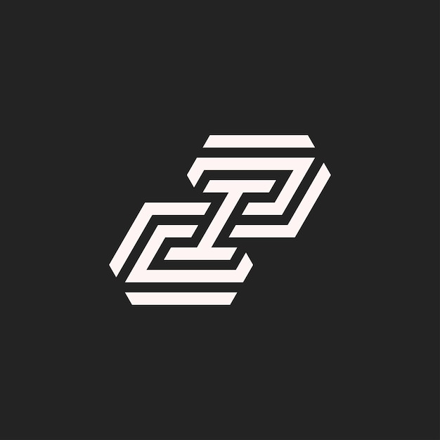 Modern and minimalist initial letter ZI or IZ monogram logo