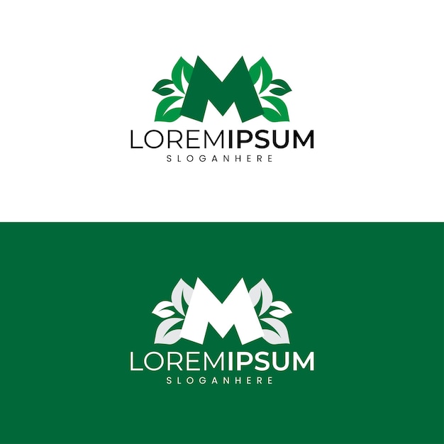 modern minimalist letter initial m leaf logo design