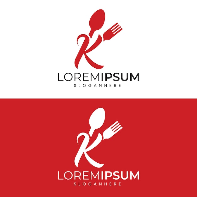 Moderno design minimale del logo del ristorante con la lettera k