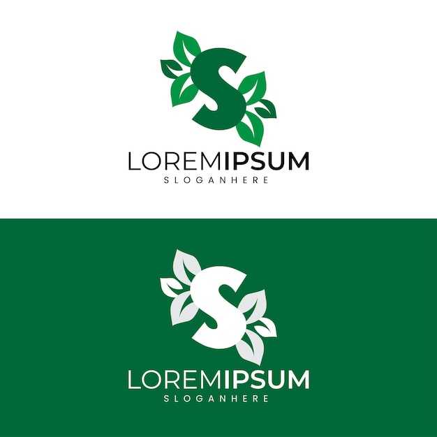Vettore moderno minimalista letter s leaf logo design
