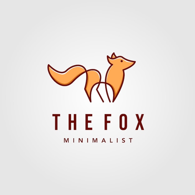 Modern minimalist line art orange fox logo designs