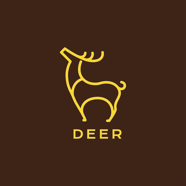 モダンなミニマリストのラインの鹿の動物のロゴデザイン