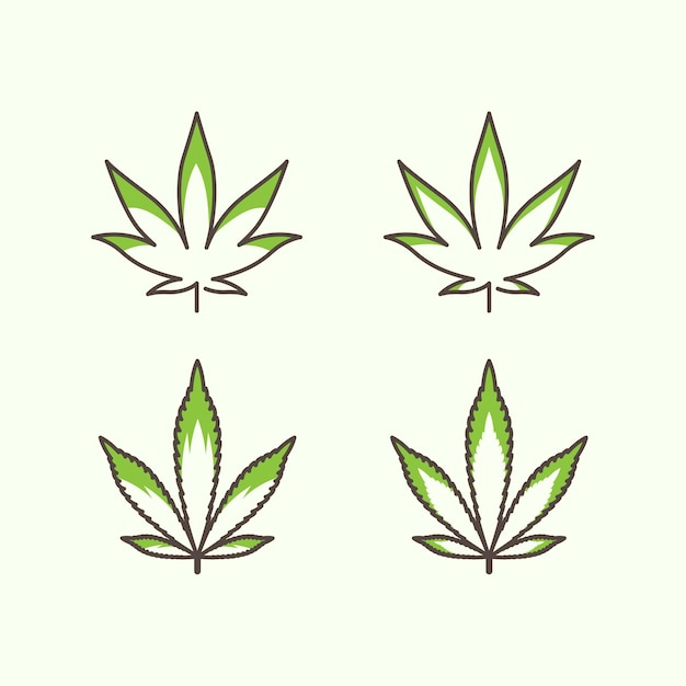 Modern minimalist marijuana hemp leaves