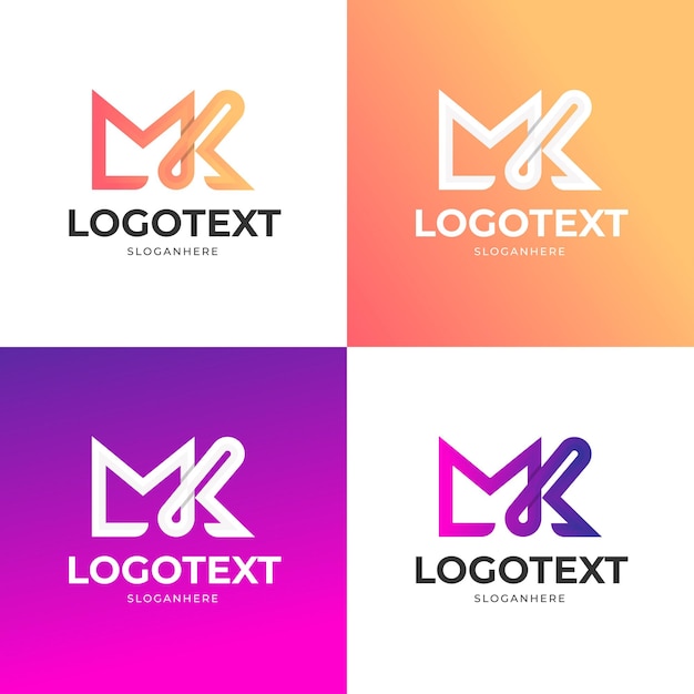 Современный минималистский дизайн логотипа MK Letter Gradient MK Logo