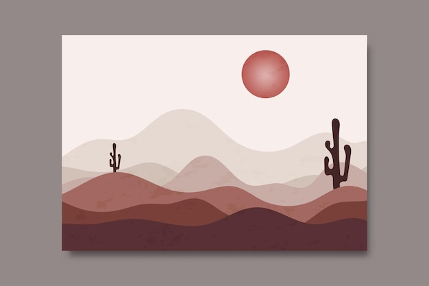 Vector modern minimalist mountain landscape aesthetic illustration