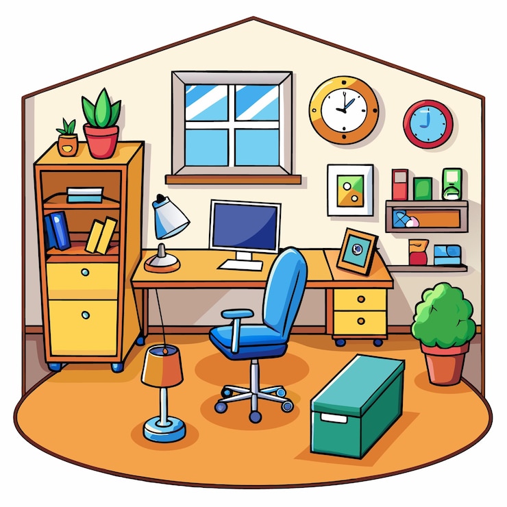 Vector modern minimalist office interior