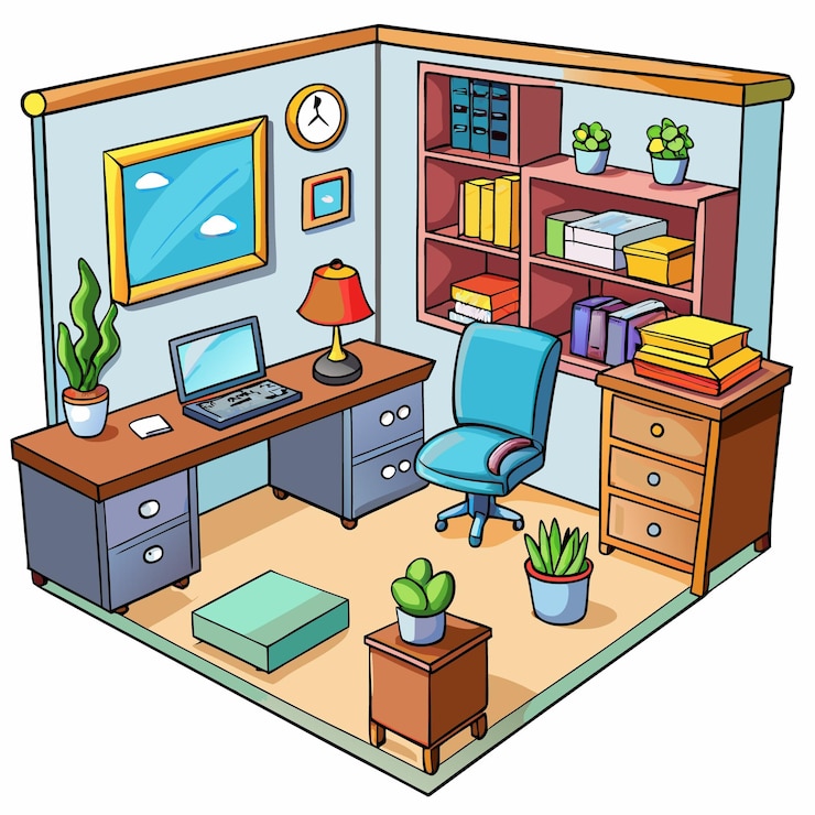 Vector modern minimalist office interior