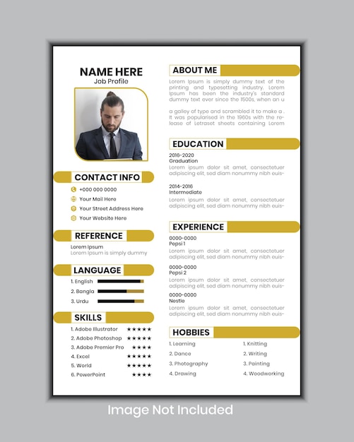 Vector modern and minimalist resume or cv template