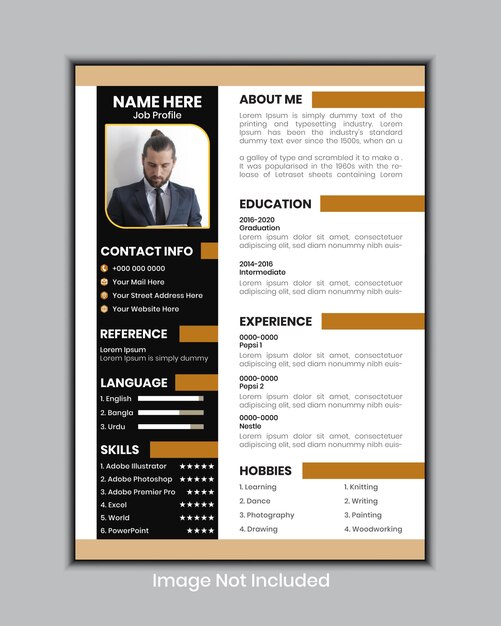 Vector modern and minimalist resume or cv template