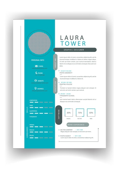 Modern minimalist simple template resume for curriculum