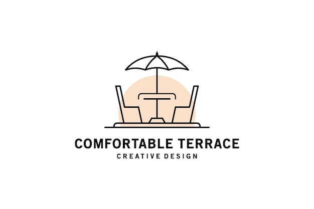 Современный минималистский дизайн векторной иллюстрации символа кафе на террасе
