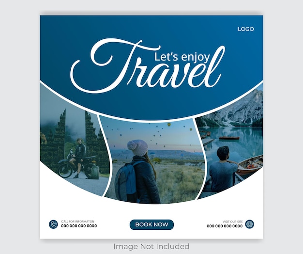 Modern minimalist travel social media design template