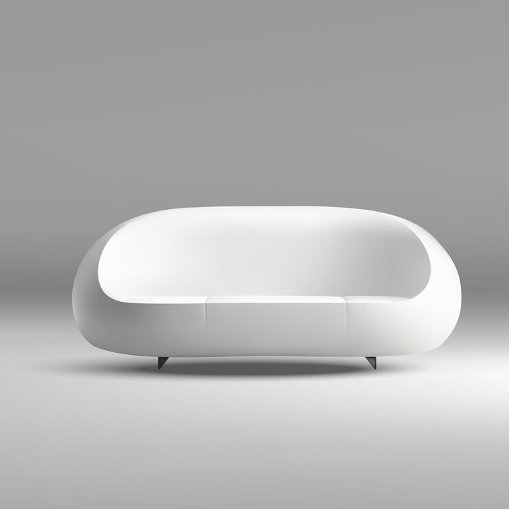 Vector modern minimalist white sofa on gray background