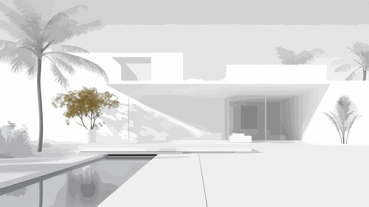 Vector modern minimalist white wall architecture interior design photography