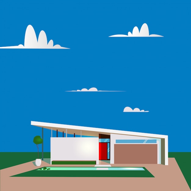 Vector modern minimalistic house