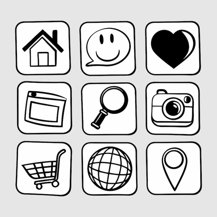 Vector modern and minimalistic set of vector icons designed for mobile apps and social media platforms