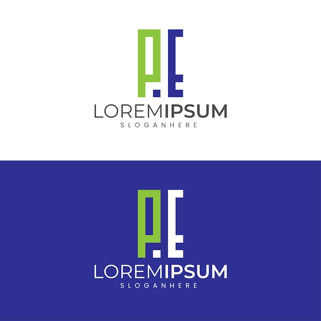 Modern minimalistisch PE Letter Logo-ontwerp