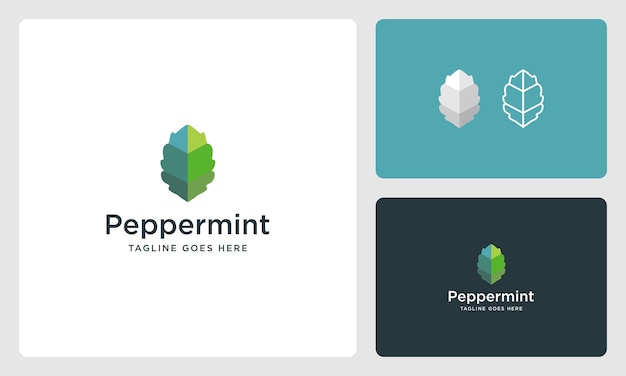 モダンなミントの葉のロゴ