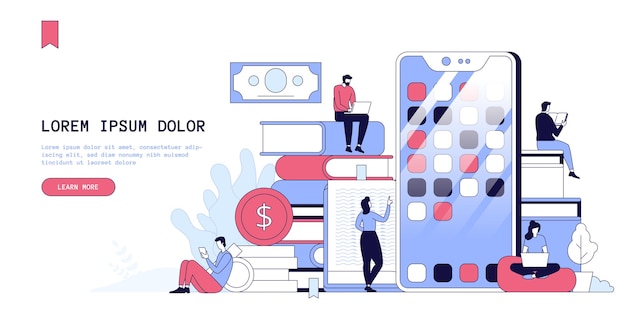 Modern mobile technology website homepage interface idea with flat vector illustrations