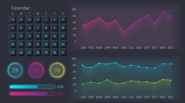 Vector modern modern infographic graphs and finance charts diagram template and chart graph