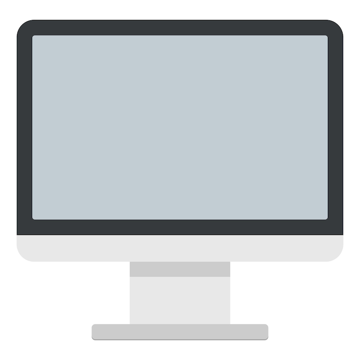 Vector modern monitor flat icon isolated on white background