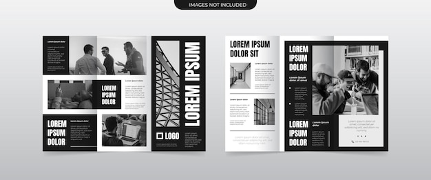 Vettore moderno layout di brochure a tre ante monocromatiche