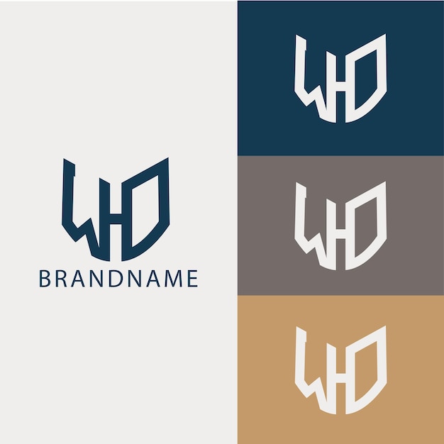 Modern monogram beginletter whd logo ontwerpsjabloon