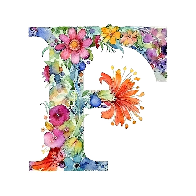 Vector modern monogram f watercolor great design for any purposes alphabet