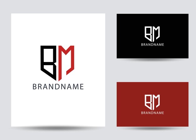 Modern monogram initial  BM letter logo design template