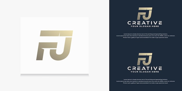 modern monogram initial f j logo template