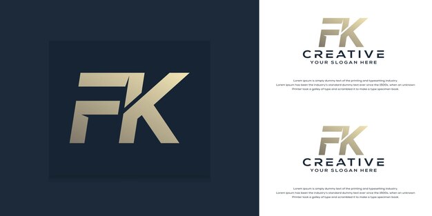 modern monogram initial f k  logo template