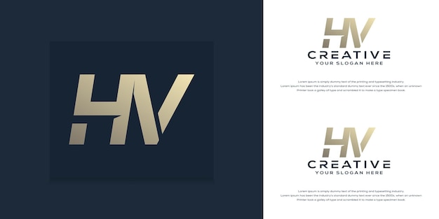 modern monogram initial h v logo template