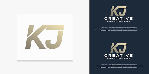 modern monogram initial k j logo template