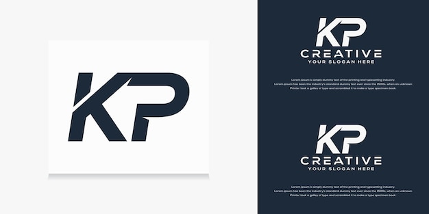 Modern monogram initial k p logo template