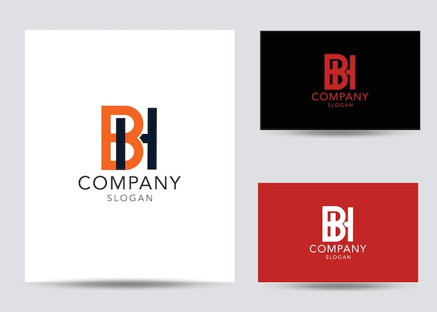 Modern monogram initial letter bh logo design template