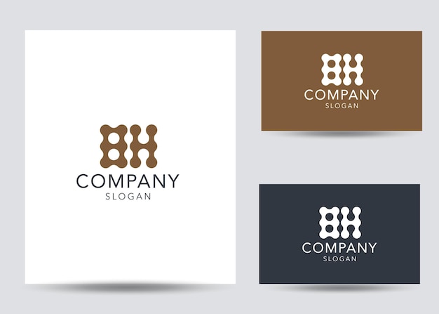 Modern monogram initial letter bh logo design template